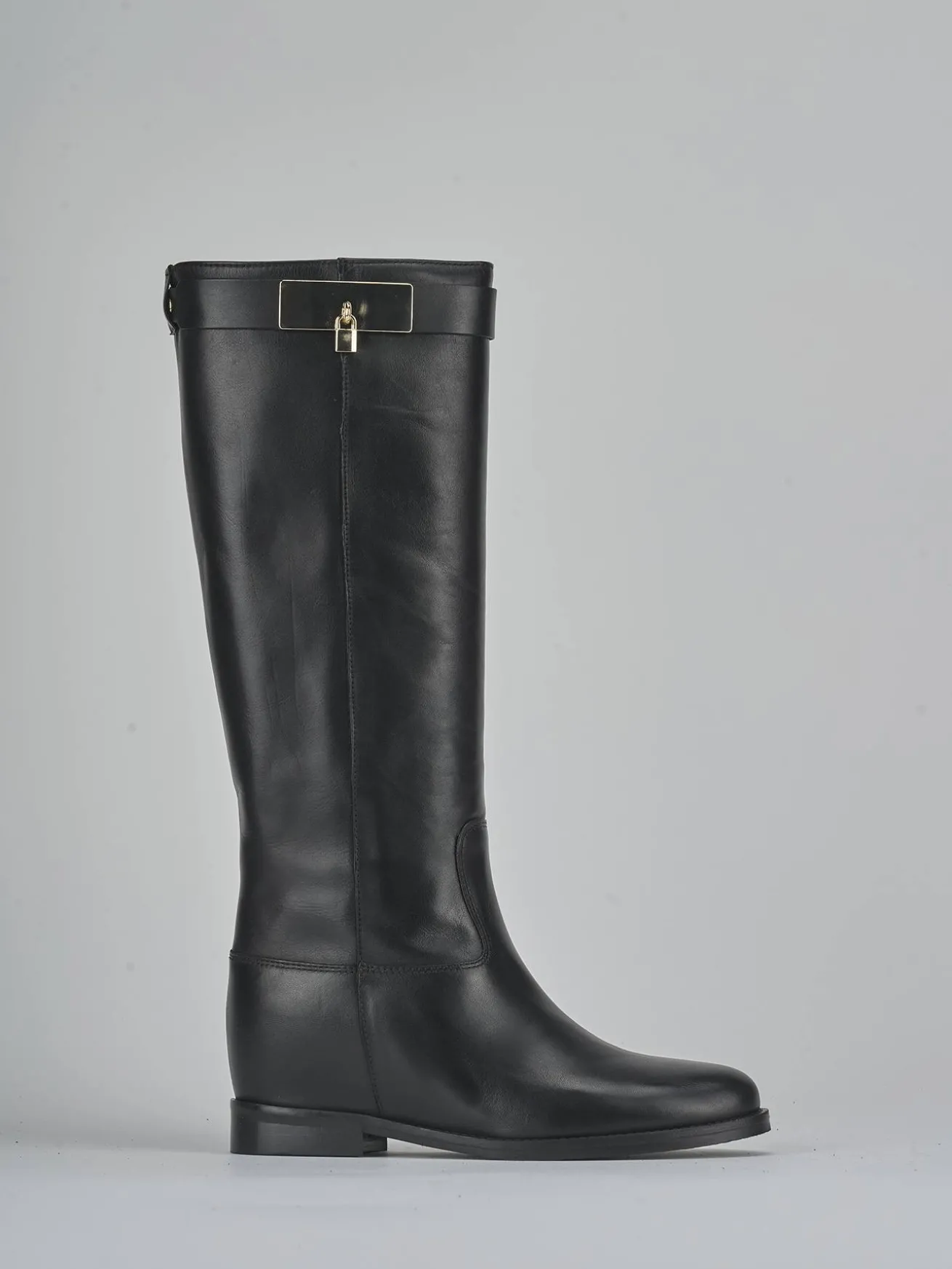 Stivali tacco 2cm pelle nero