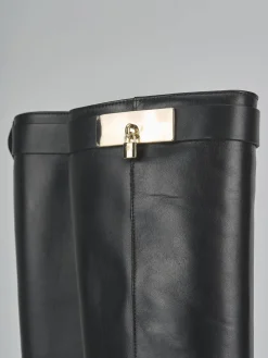 Stivali tacco 2cm pelle nero