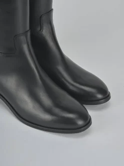 Stivali tacco 3cm pelle nero