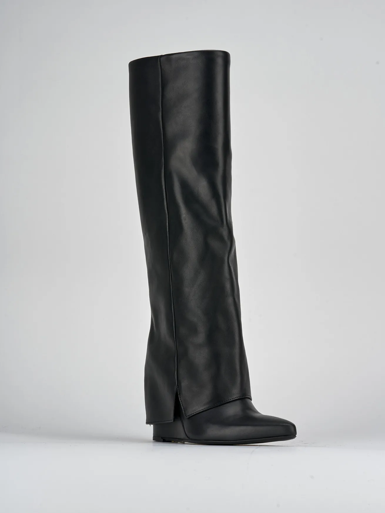 Stivali tacco 5cm pelle nero