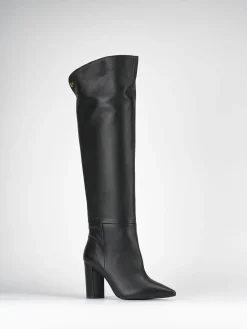 Stivali tacco 9cm pelle nero