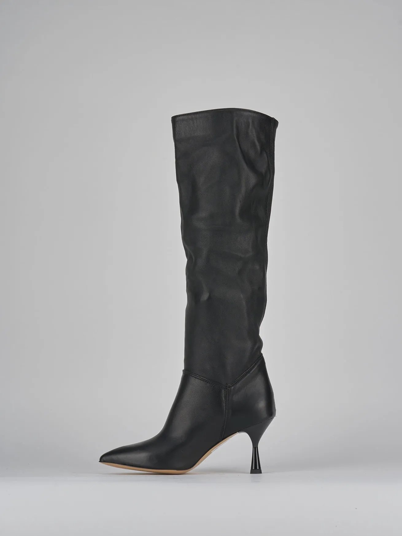 Stivali tacco 7cm pelle nero