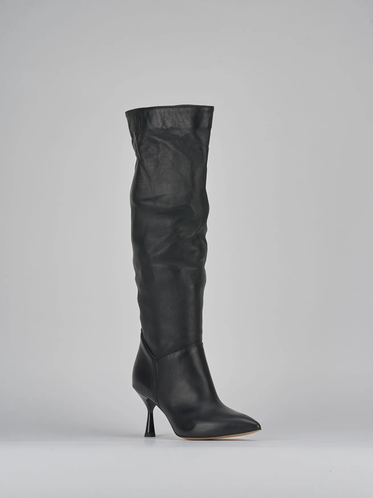 Stivali tacco 7cm pelle nero