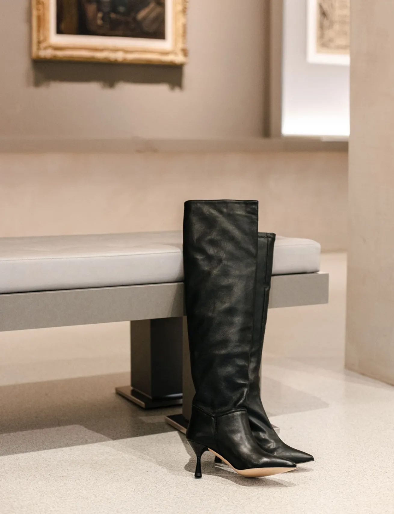 Stivali tacco 7cm pelle nero