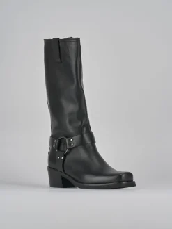 Stivali tacco 4cm pelle nero