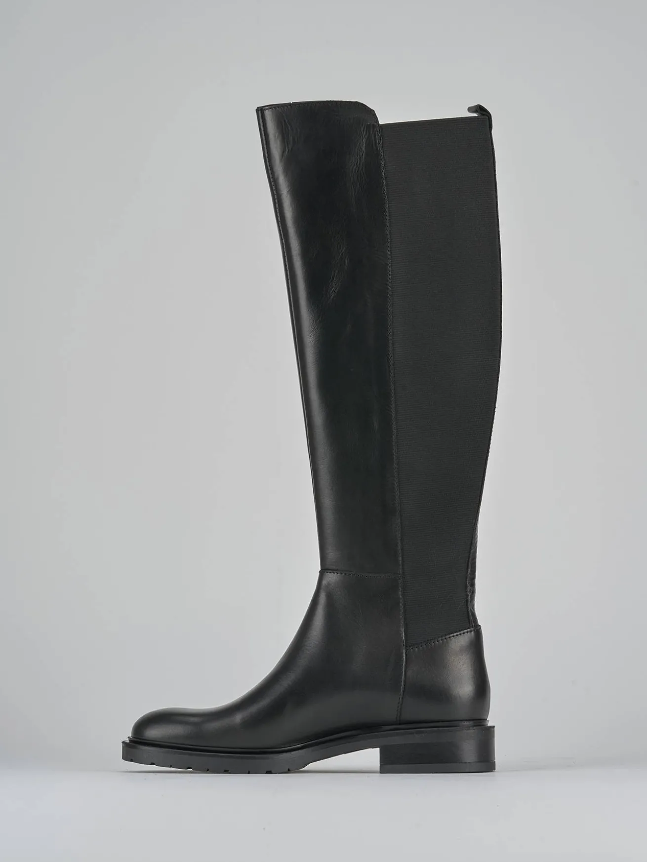 Stivali tacco 2cm pelle nero