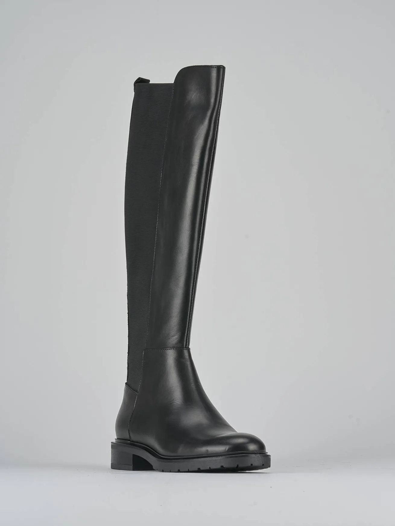 Stivali tacco 2cm pelle nero