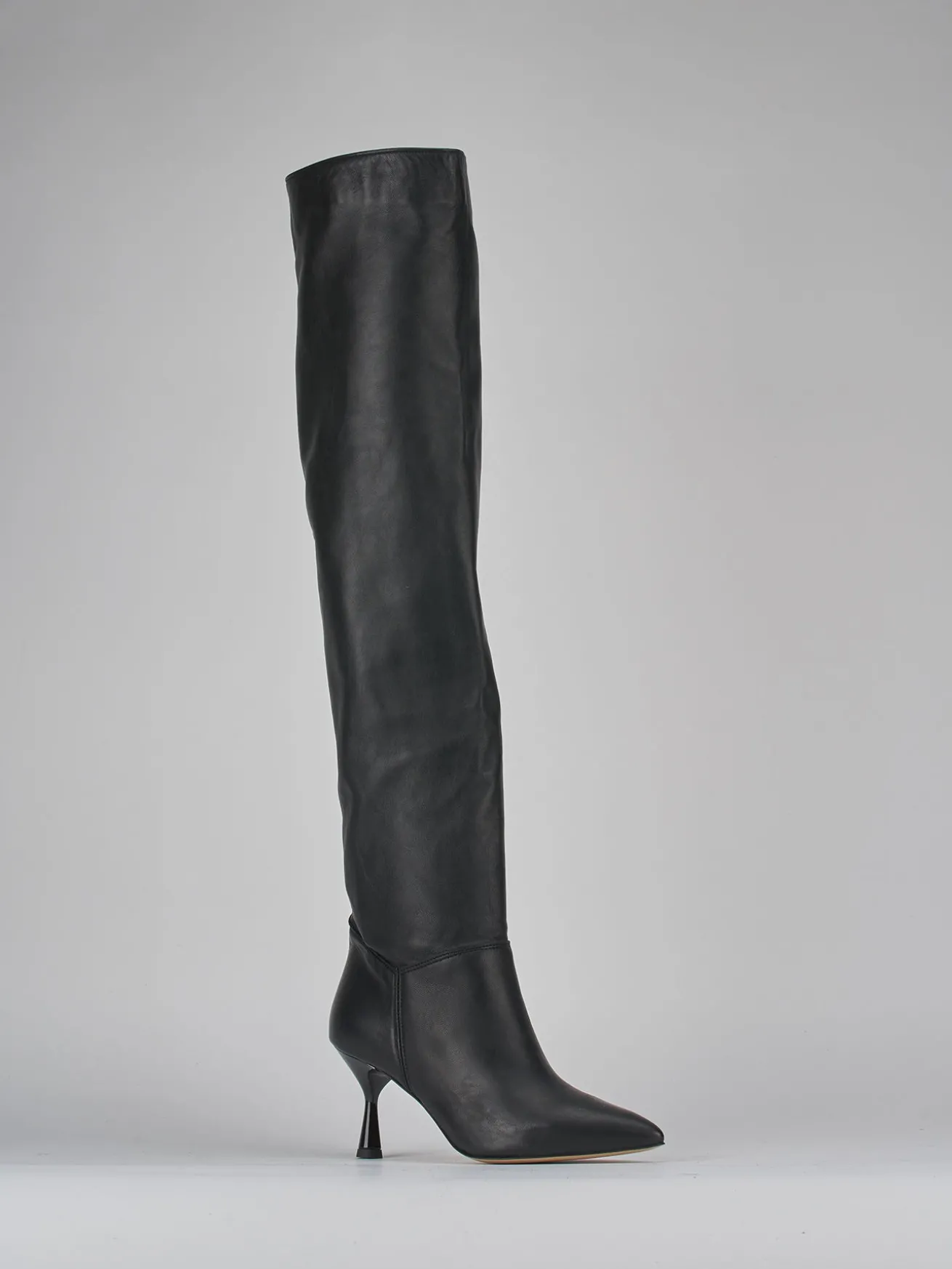 Stivali tacco 7cm pelle nero