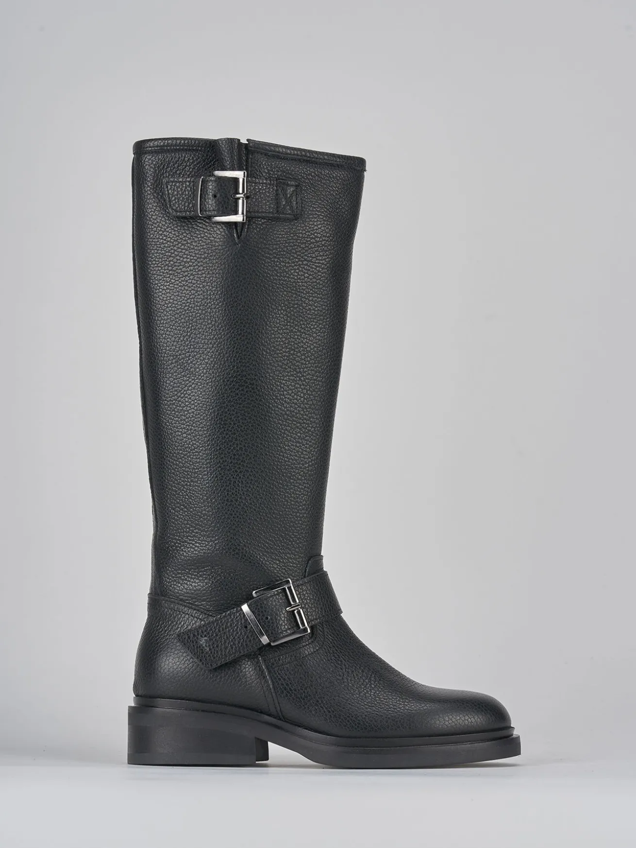 Stivali tacco 2cm pelle nero