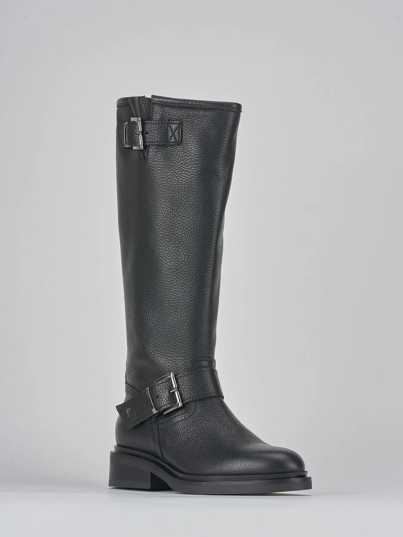 Stivali tacco 2cm pelle nero