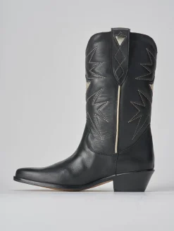 Stivali tacco 4cm pelle nero