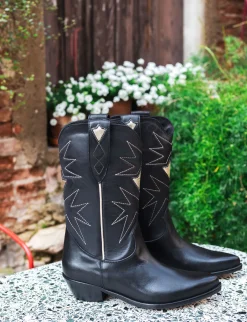 Stivali tacco 4cm pelle nero