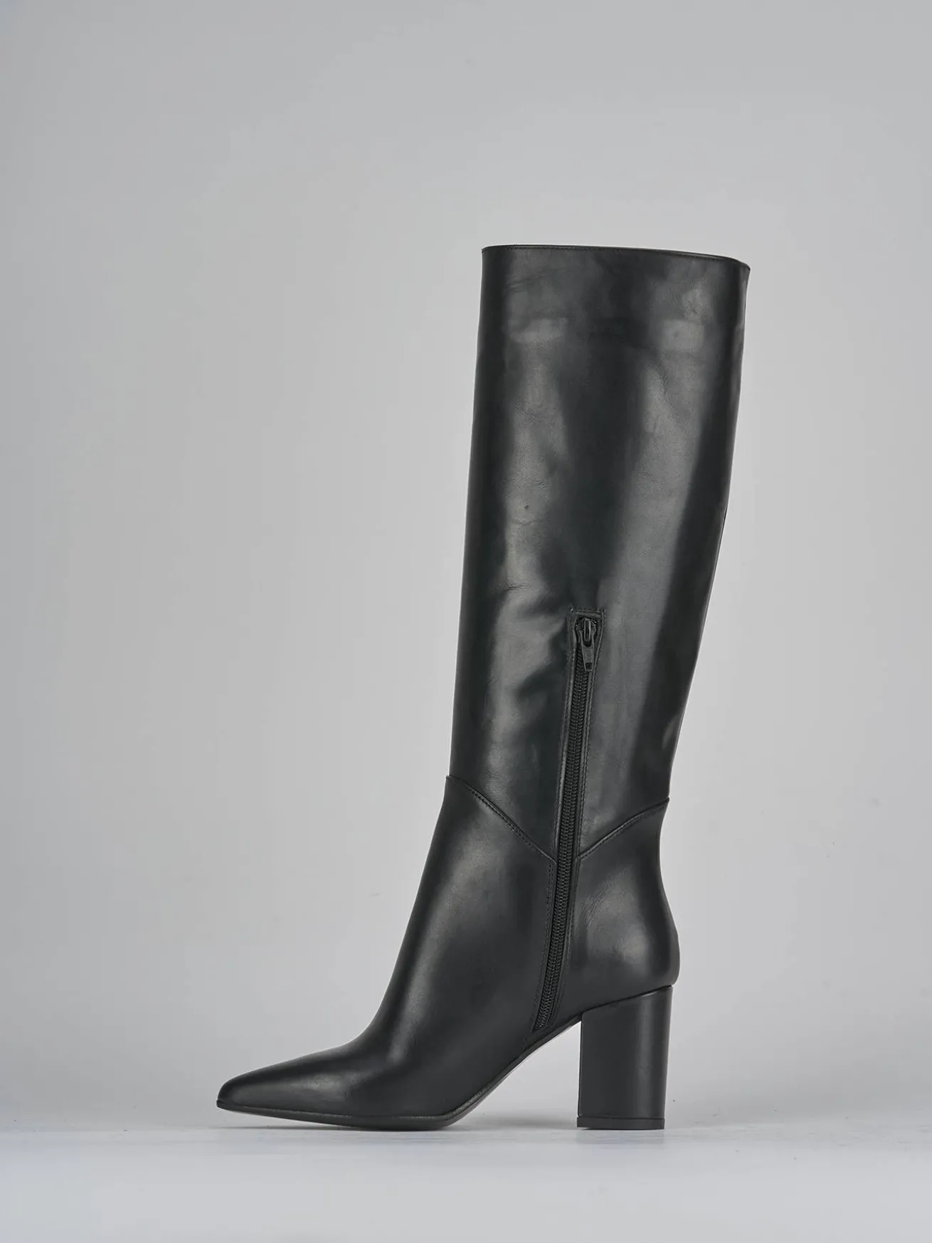 Stivali tacco 6cm pelle nero