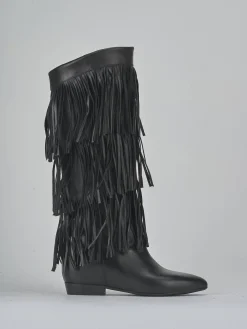 Stivali tacco 2cm pelle nero