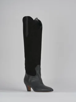 Stivali tacco 5cm pelle nero