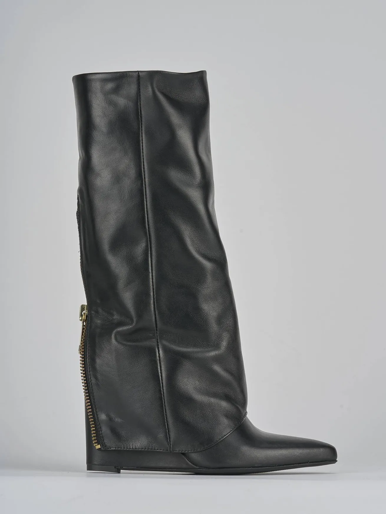 Stivali tacco 9cm pelle nero