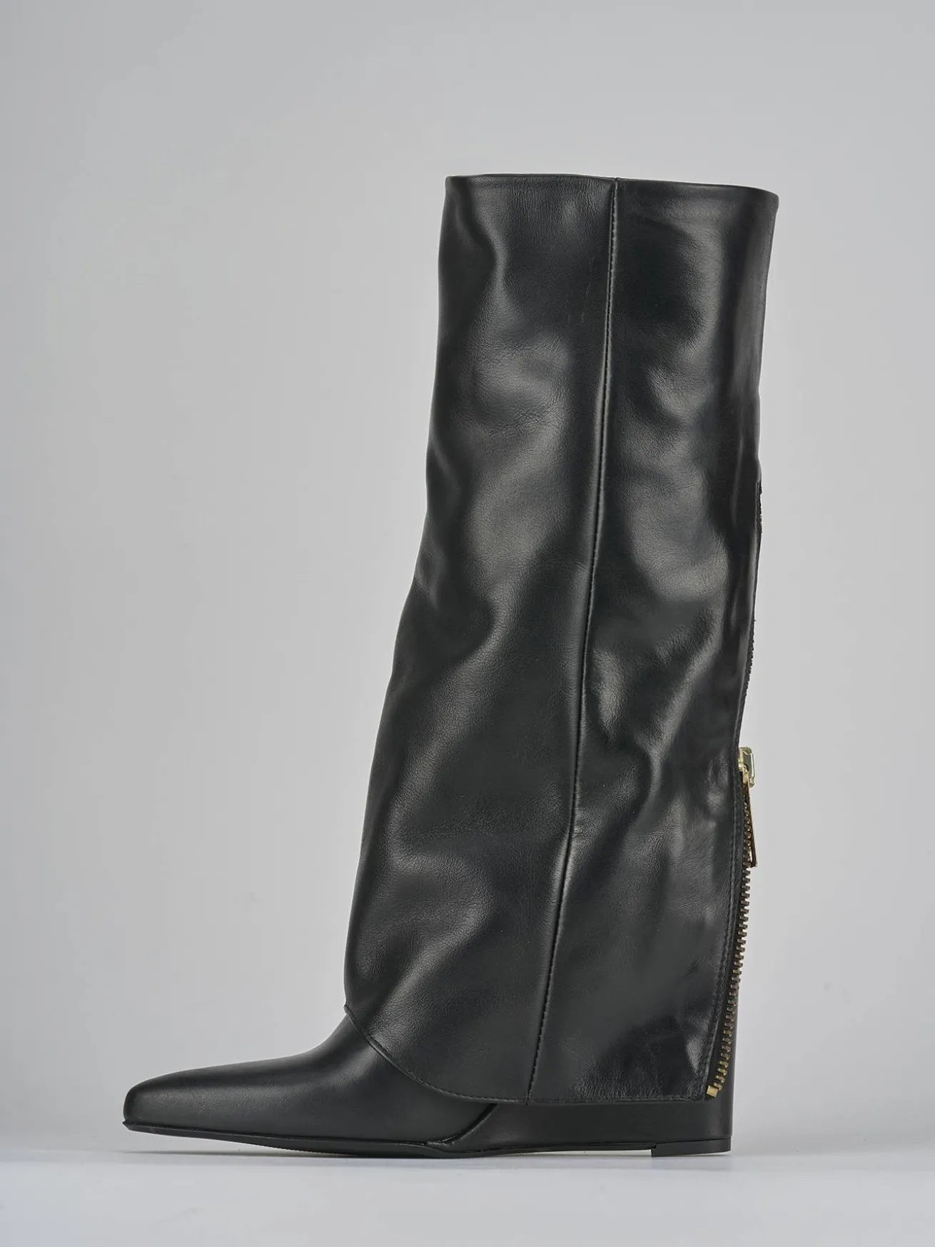 Stivali tacco 9cm pelle nero