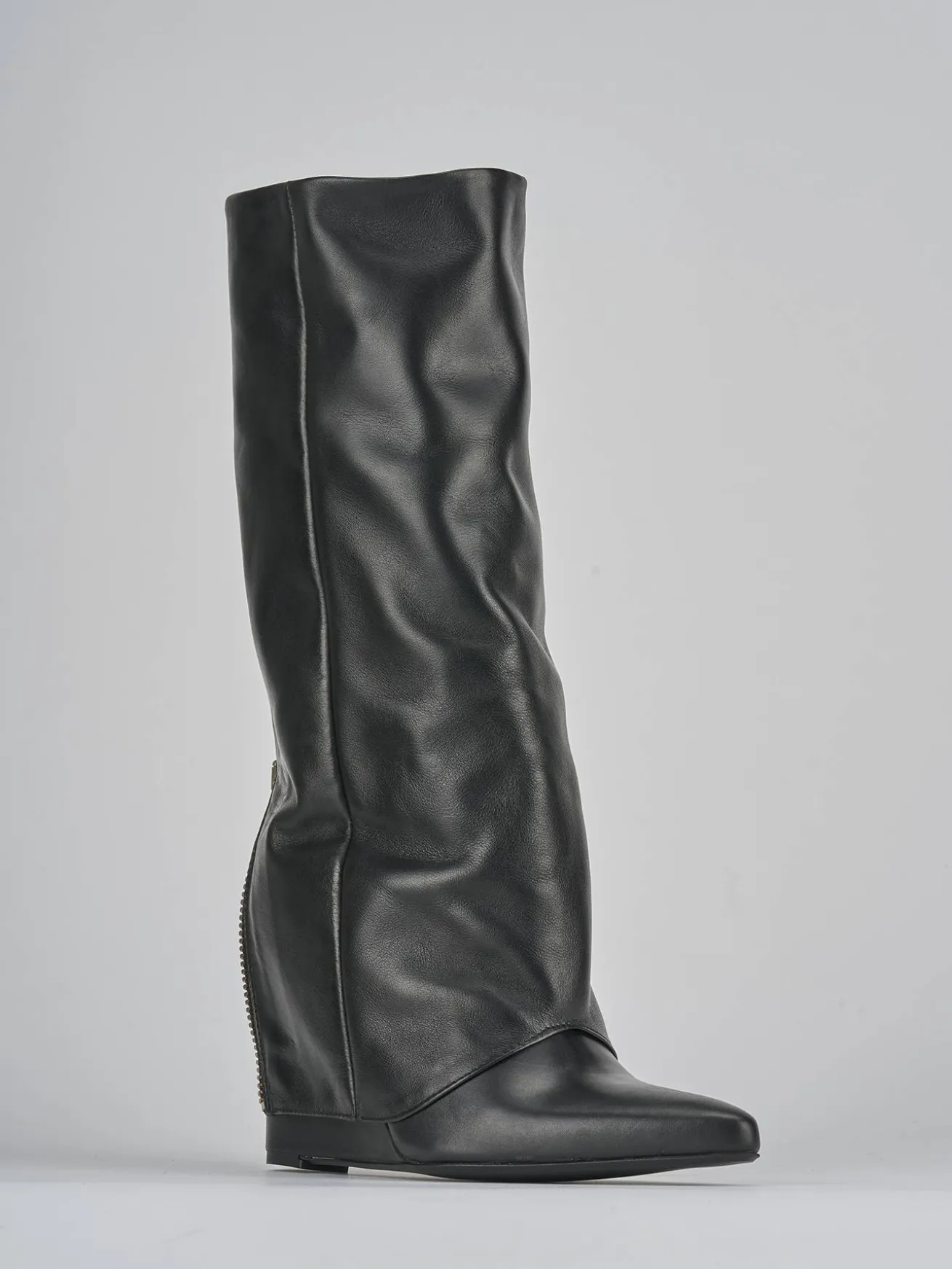 Stivali tacco 9cm pelle nero