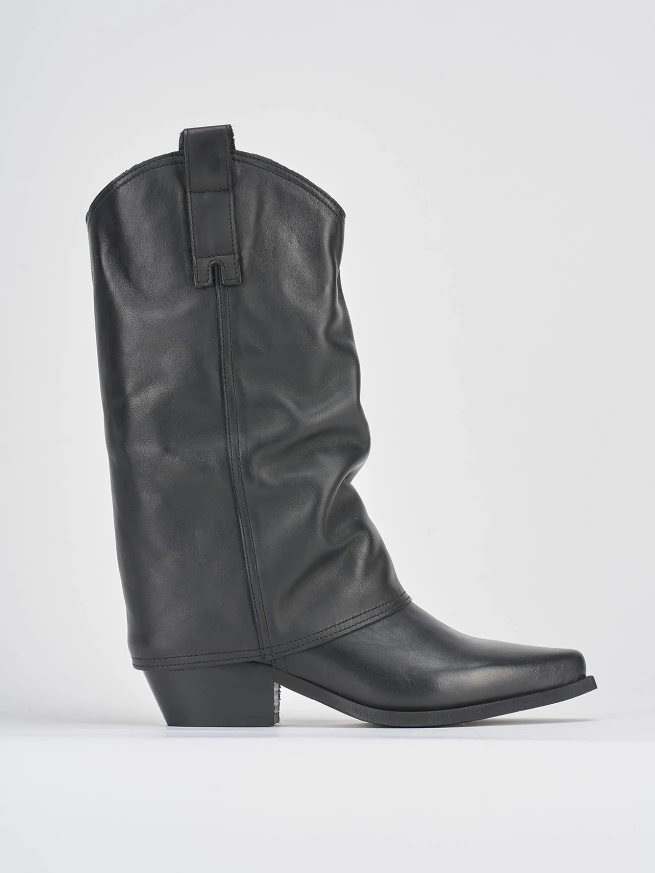 Stivali tacco 5cm pelle nero