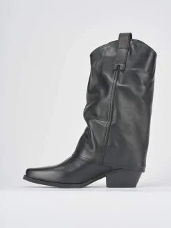 Stivali tacco 5cm pelle nero