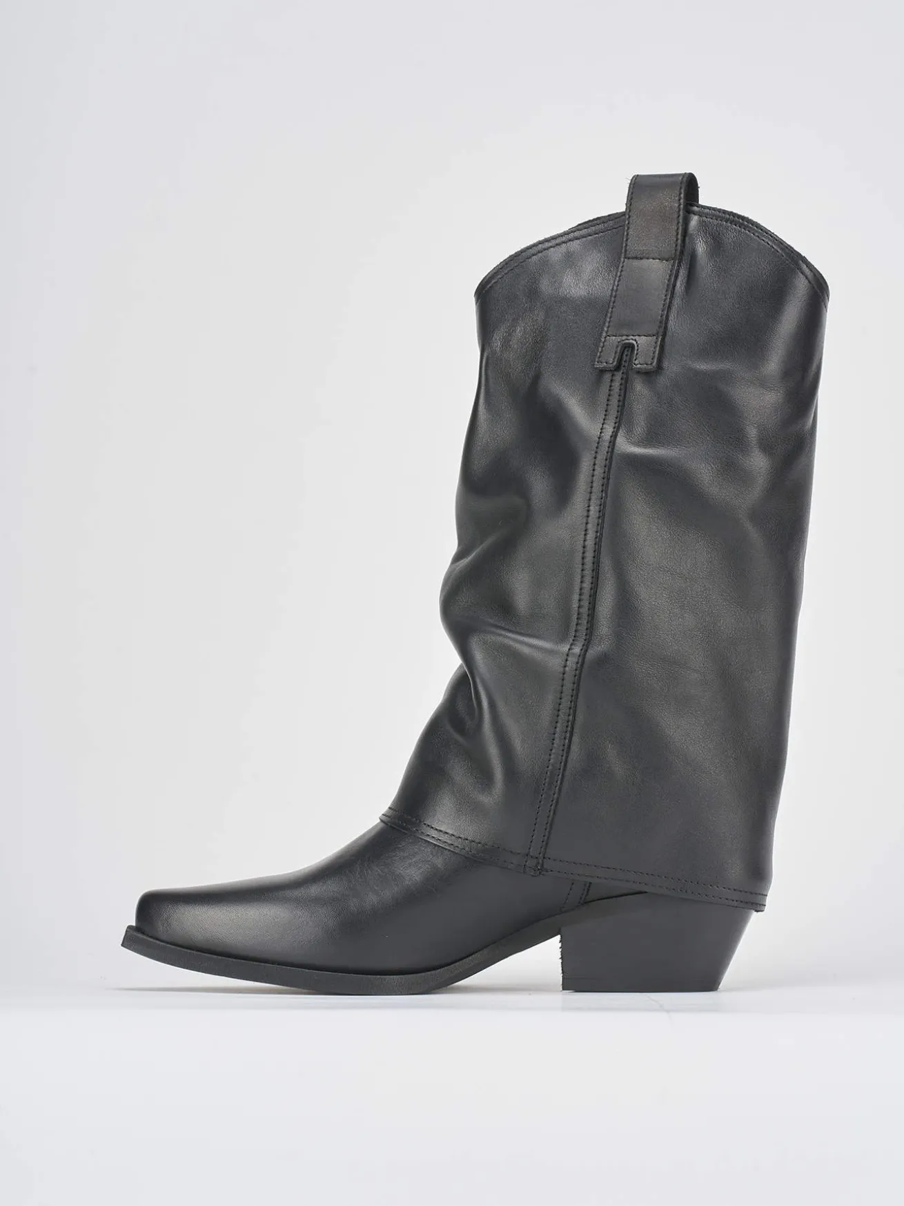 Stivali tacco 5cm pelle nero