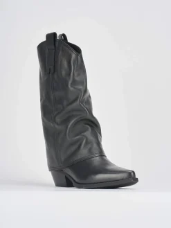 Stivali tacco 5cm pelle nero