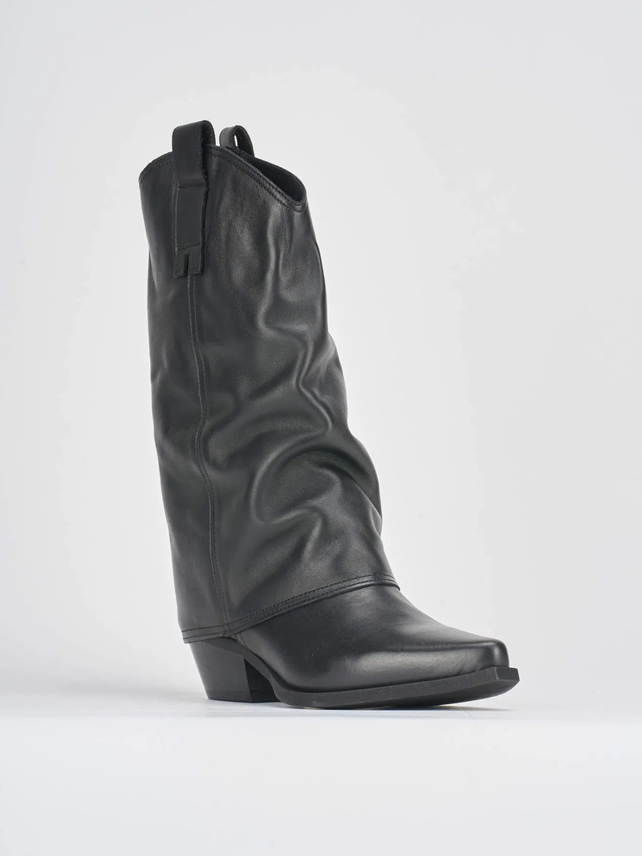 Stivali tacco 5cm pelle nero