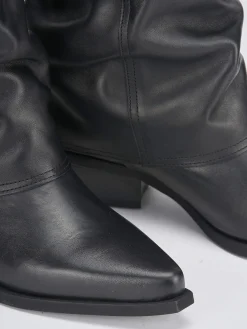 Stivali tacco 5cm pelle nero