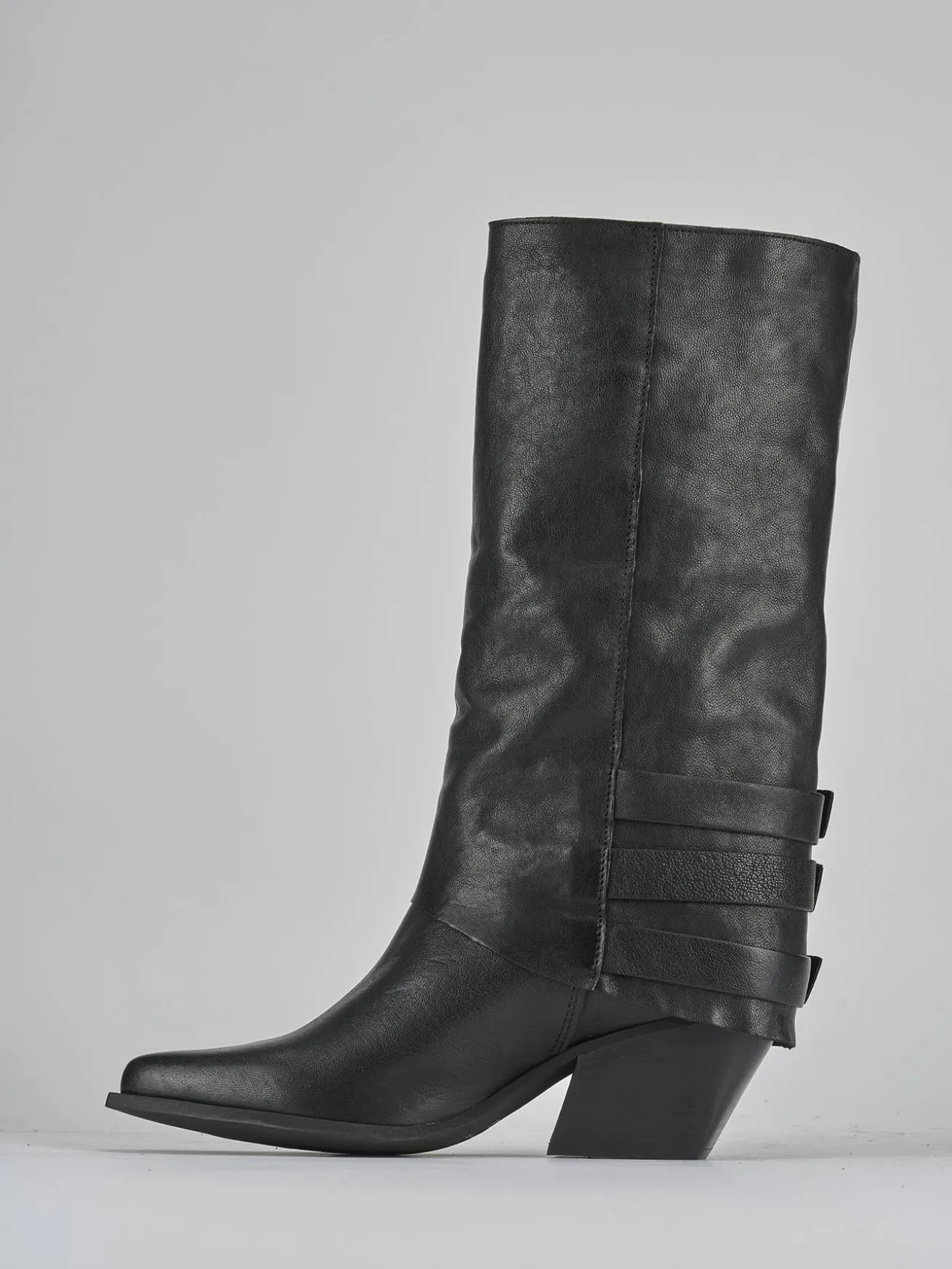 Stivali tacco 7cm pelle nero