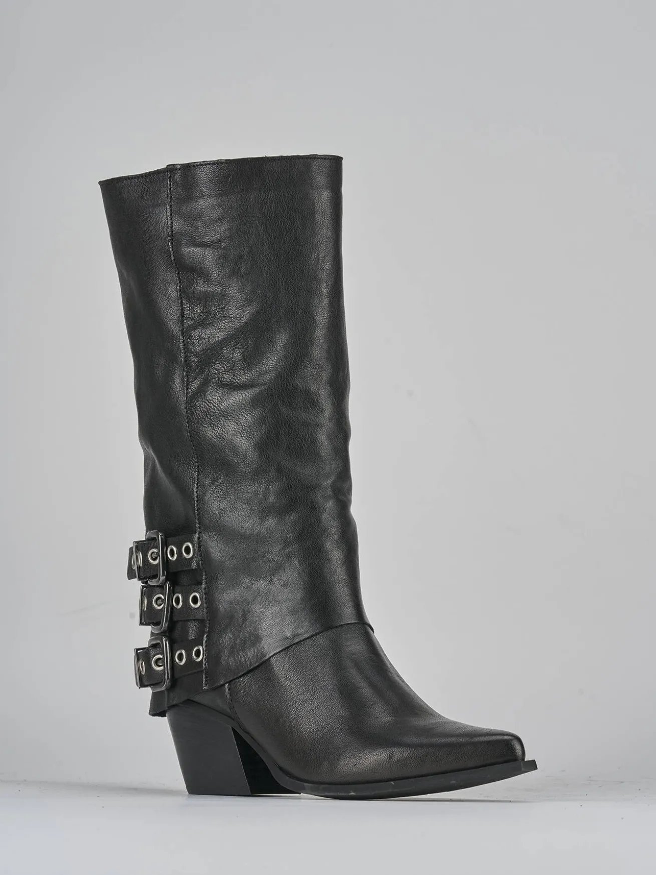 Stivali tacco 7cm pelle nero