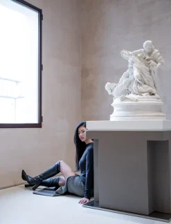 Stivali tacco 9cm pelle nero