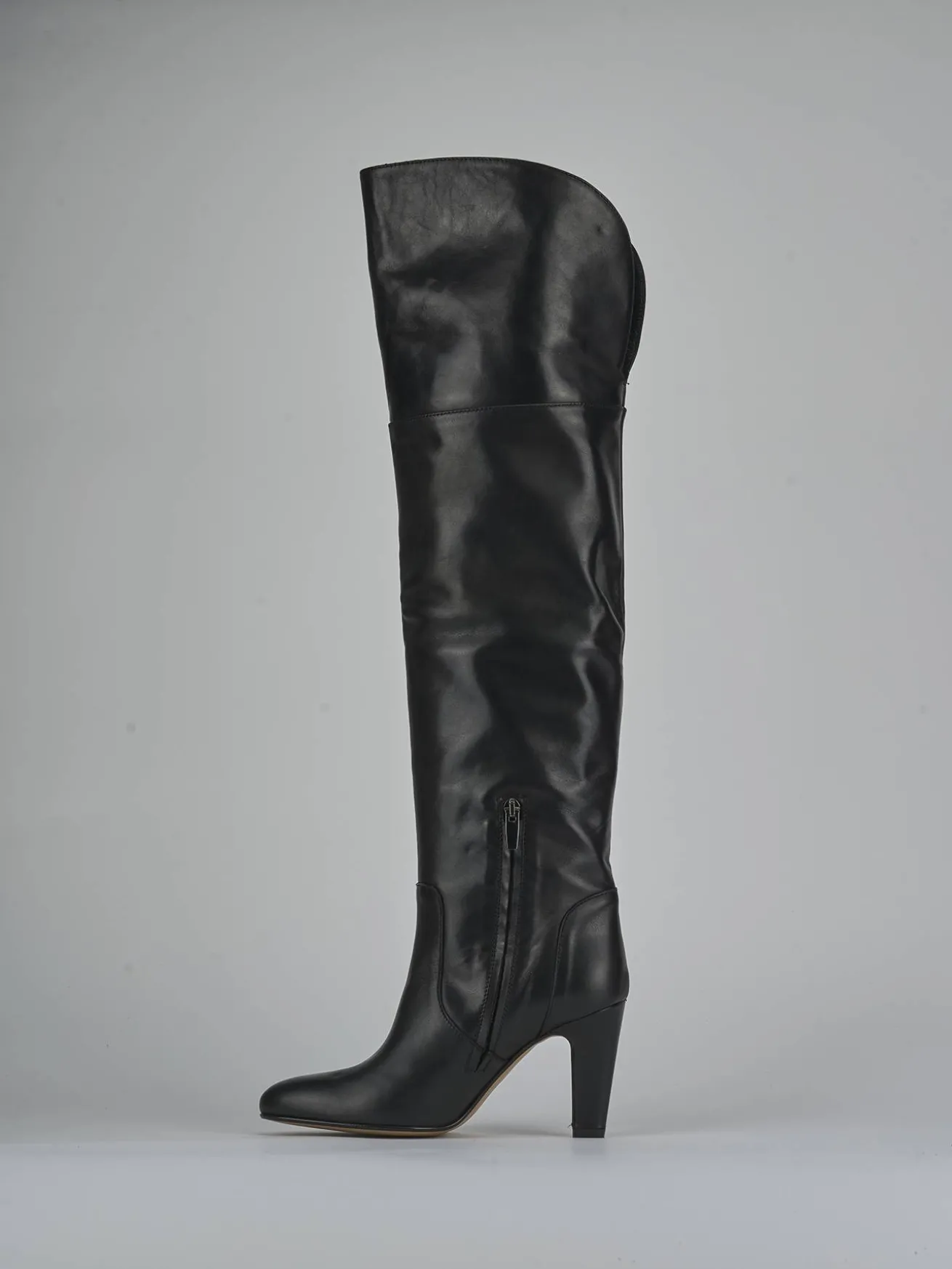 Stivali tacco 8cm pelle nero