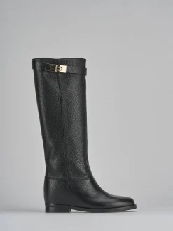 Stivali tacco 2cm pelle nero