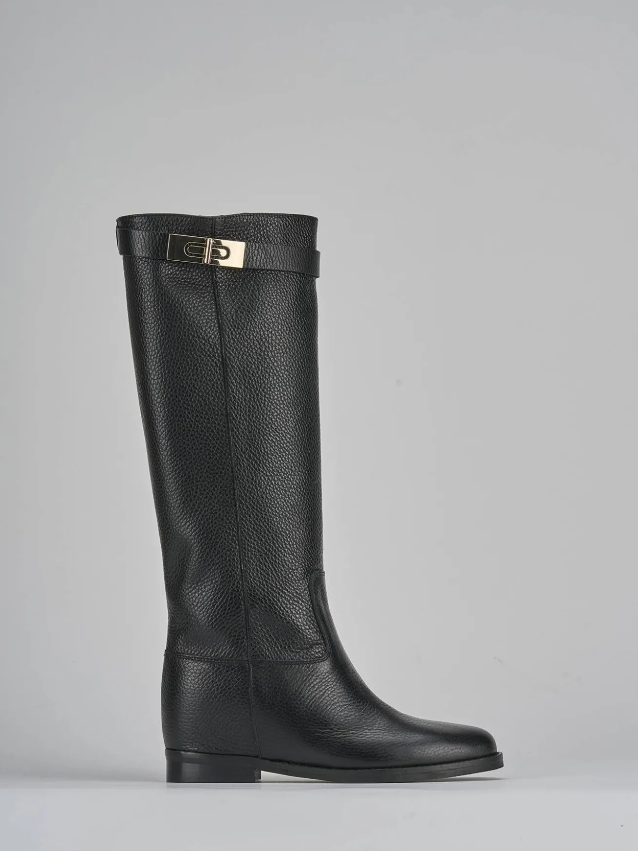 Stivali tacco 2cm pelle nero