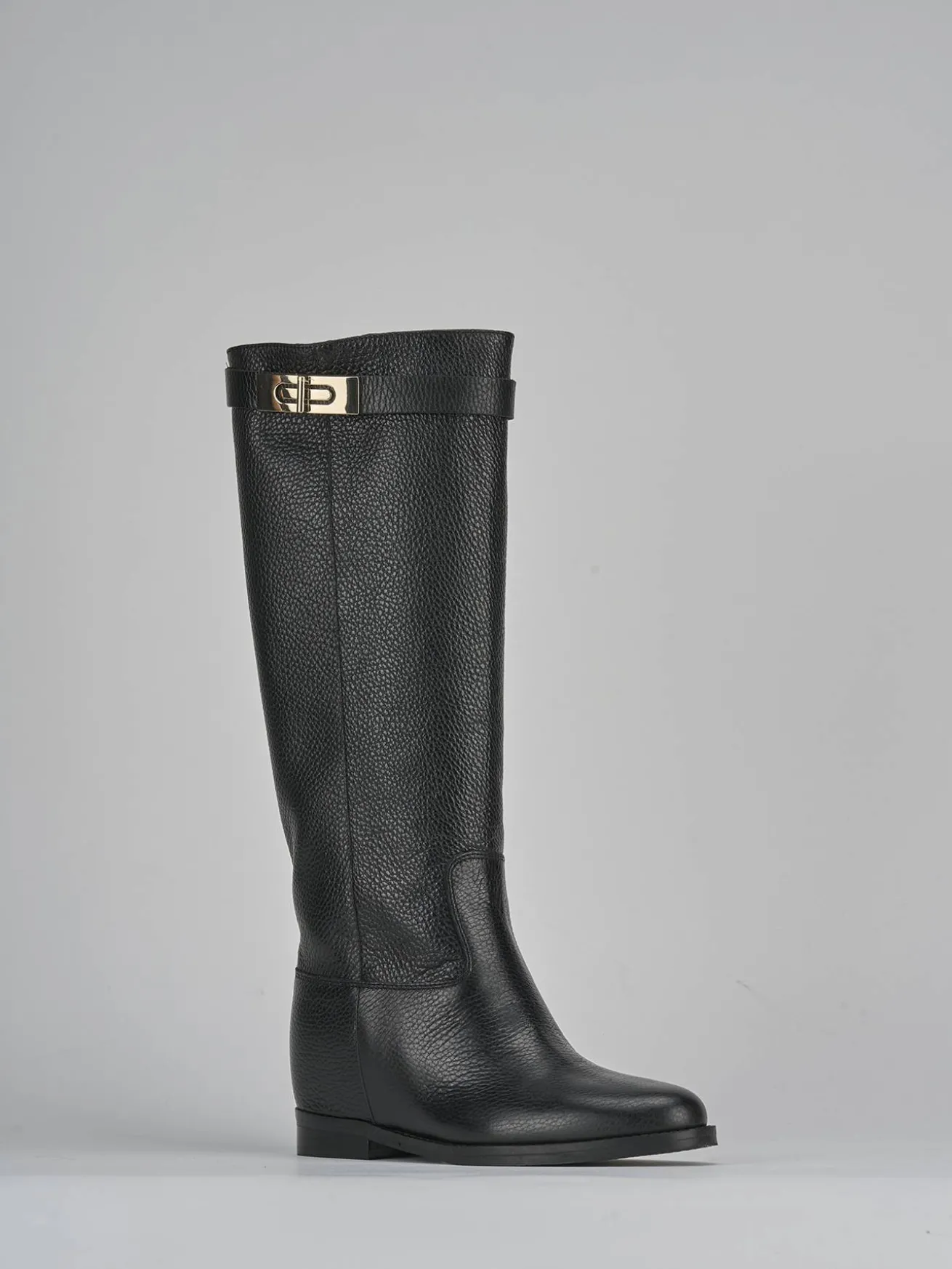 Stivali tacco 2cm pelle nero