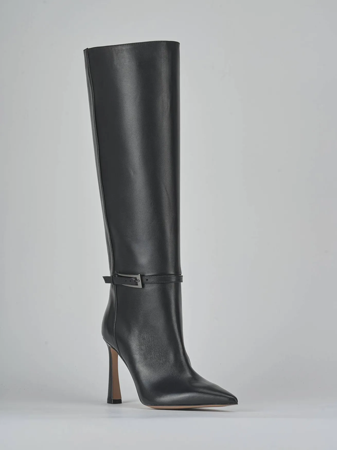 Stivali tacco 8cm pelle nero