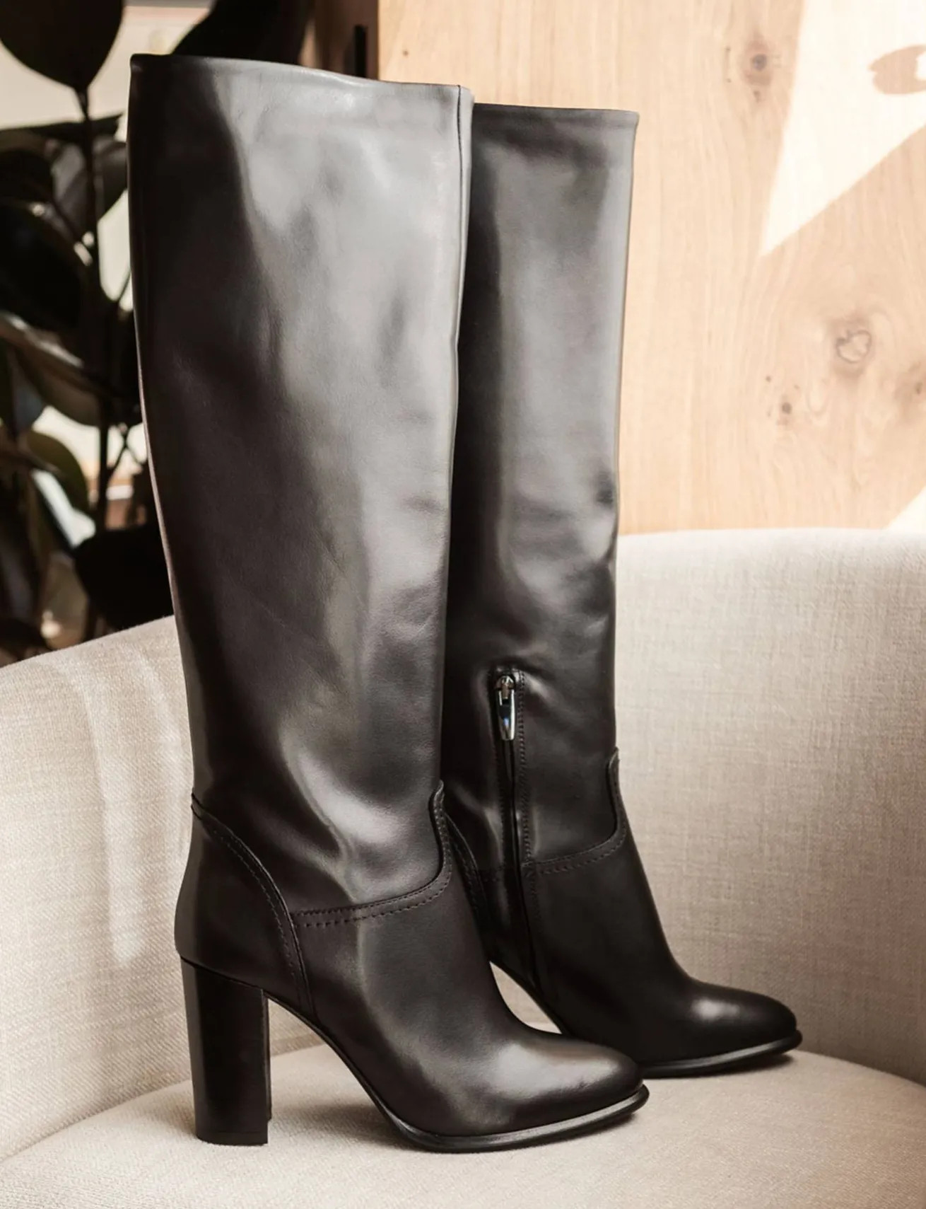 Stivali tacco 8cm pelle nero