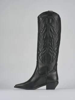 Stivali tacco 7cm pelle nero