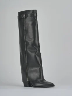 Stivali tacco 8cm pelle nero