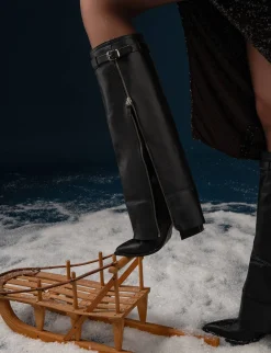 Stivali tacco 8cm pelle nero