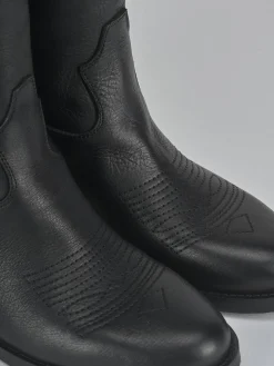 Stivali tacco 2cm pelle nero