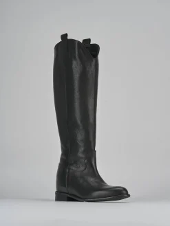 Stivali tacco 2cm pelle nero