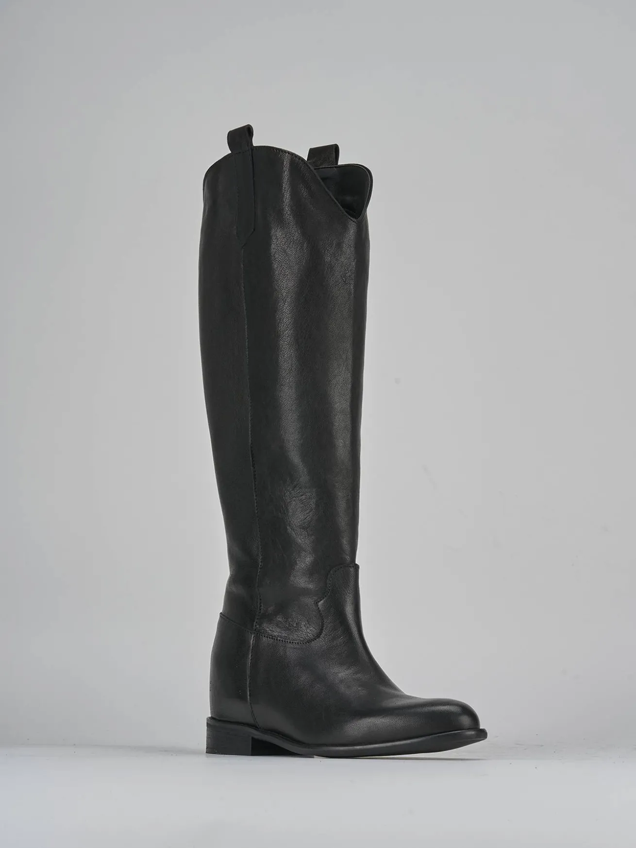 Stivali tacco 2cm pelle nero