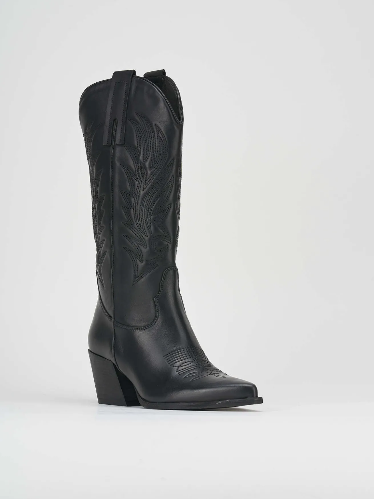 Stivali tacco 7cm pelle nero