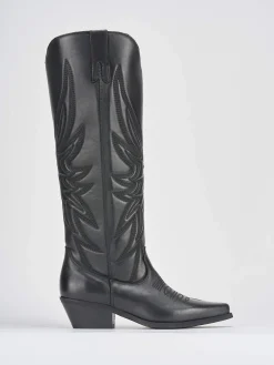 Stivali tacco 5cm pelle nero