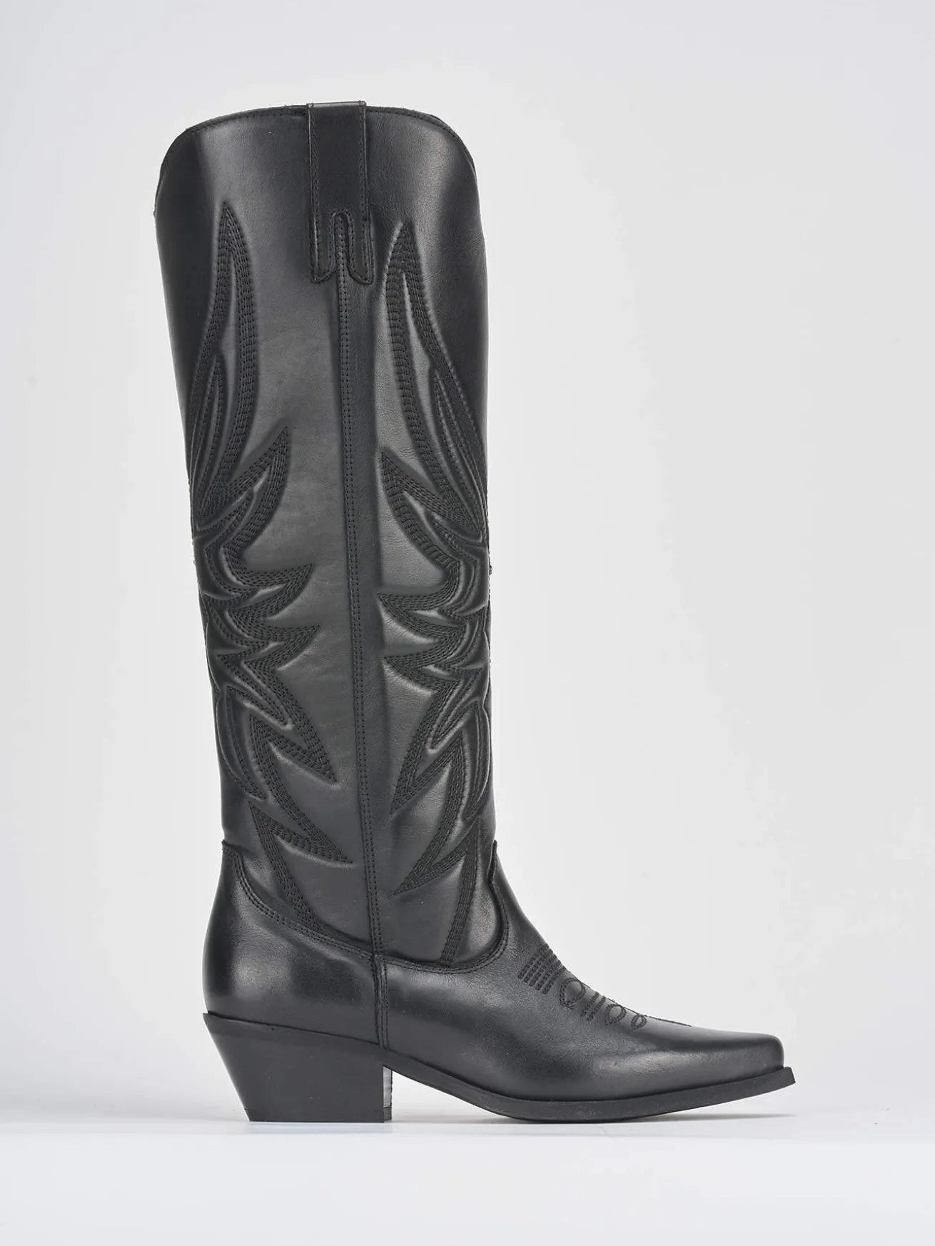 Stivali tacco 5cm pelle nero