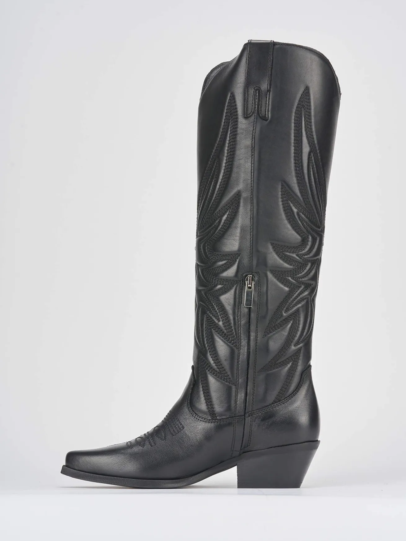 Stivali tacco 5cm pelle nero