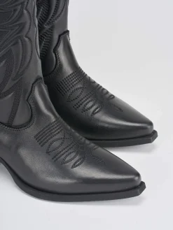 Stivali tacco 5cm pelle nero