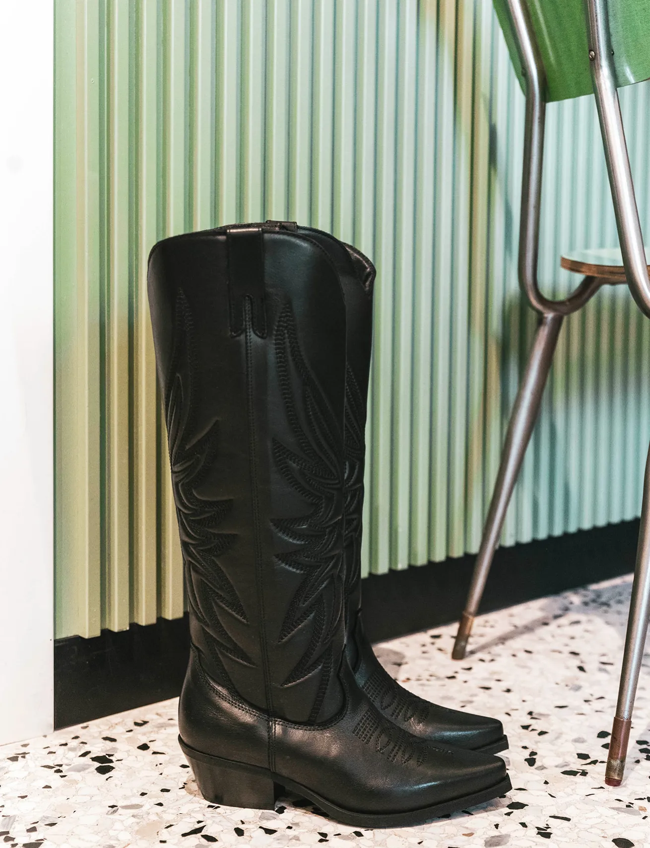 Stivali tacco 5cm pelle nero