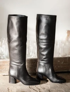 Stivali tacco 6cm pelle nero